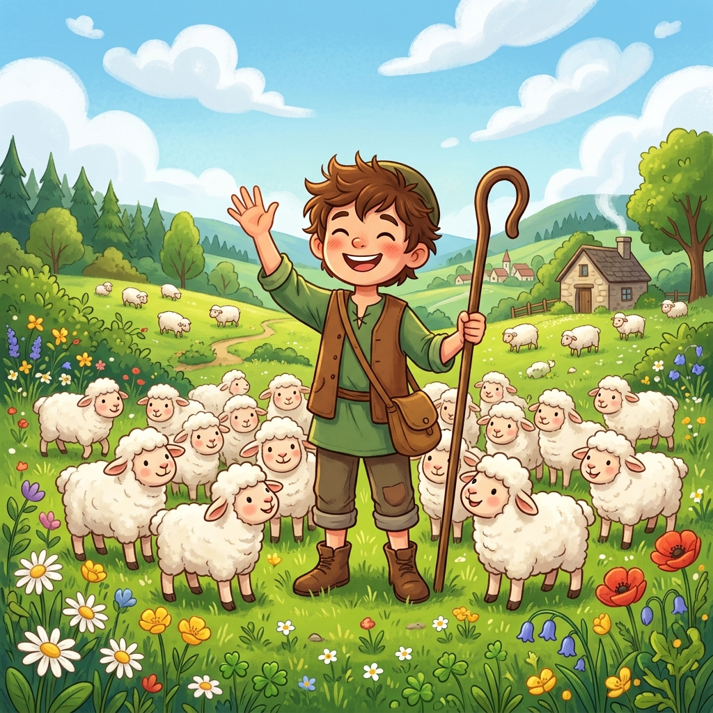 Súper Pastor e Ilustración de Ovejas